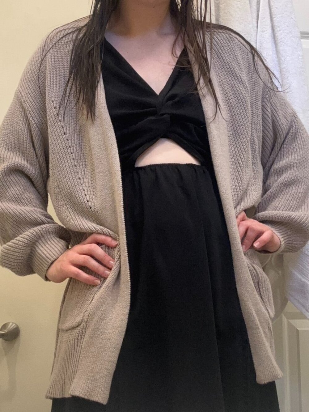 Universal Thread Open-Front Knit Cardigan Tan